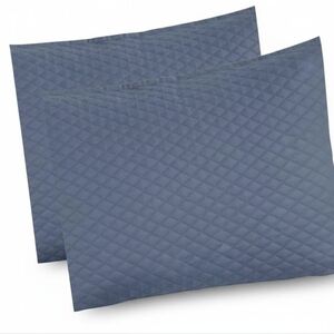 2 BLUE QUILTED PILLOW SHAMS 20X26